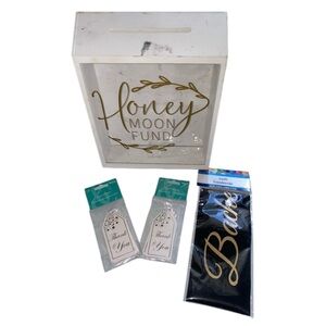 Defined Deco Honey Moon Fund Box and Card Rustic Wood Box,Gift Card Box,White